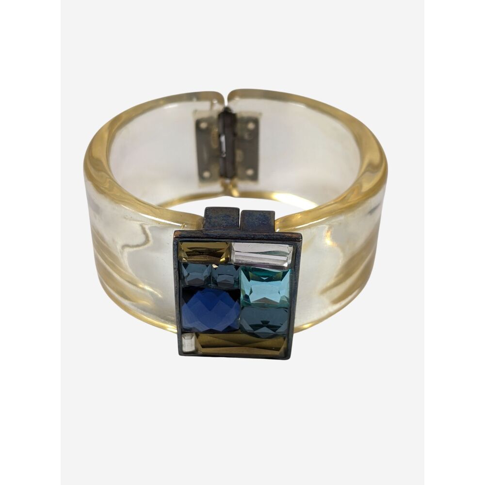 Lucite Clamper Bracelet With Mosaic & Magnet Clasp VTG 90s/Y2K Glam Coquette